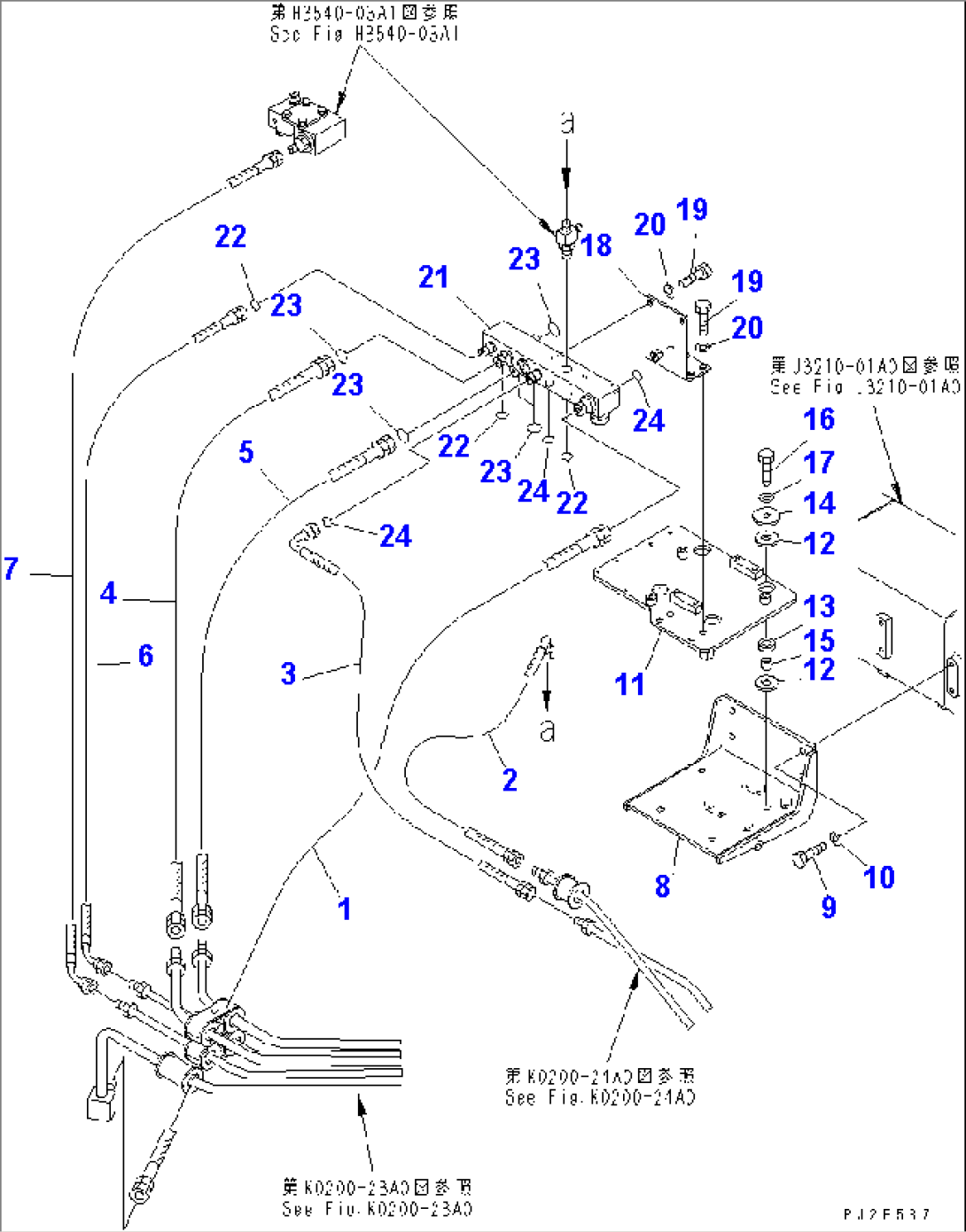 BRAKE PIPING (BRAKE VALVE¤ EMERGENCY BRAKE VALVE TO BLOCK) (WITHOUT FRONT BRAKE CUT)