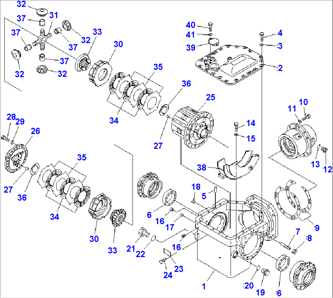 FRONT DIFFERENTIAL (HOUSING AND RELATED PARTS) (LIMITED SLIP DIF.)(#2001-)