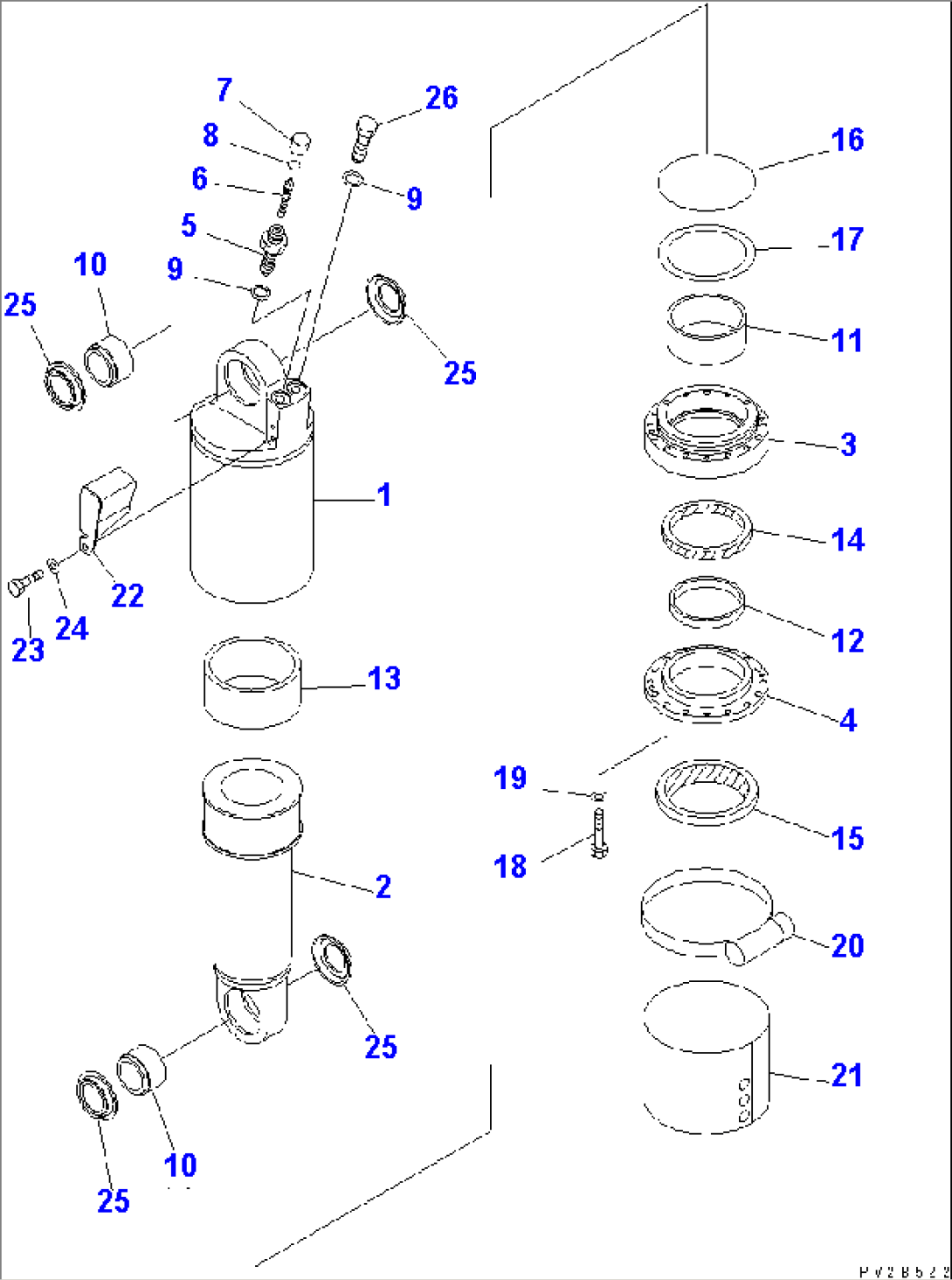 FRONT SUSPENSION CYLINDER¤ L.H. (INNER PARTS)