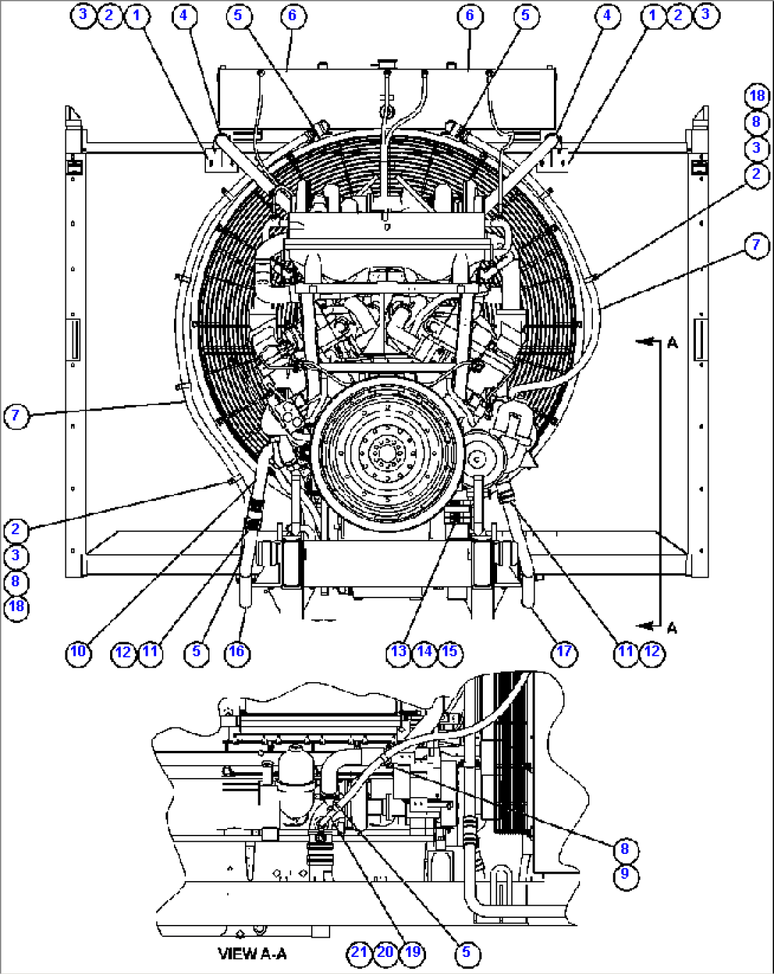 RADIATOR PIPING (REAR VIEW)