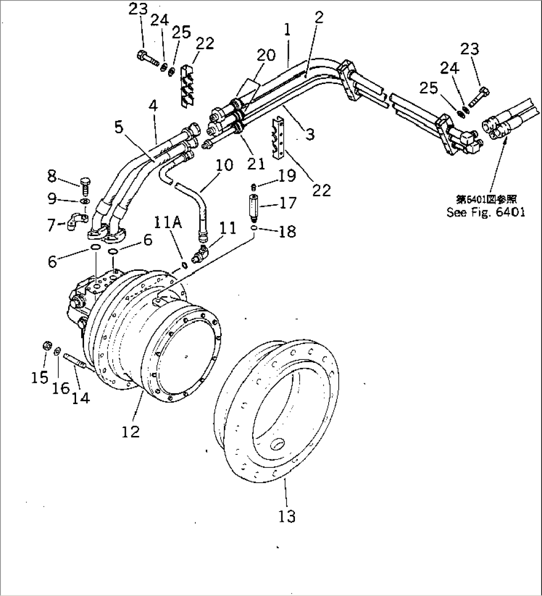 HYDRAULIC PIPING (TRAVEL PUMP TO FRONT TRAVEL MOTOR) (2/2)