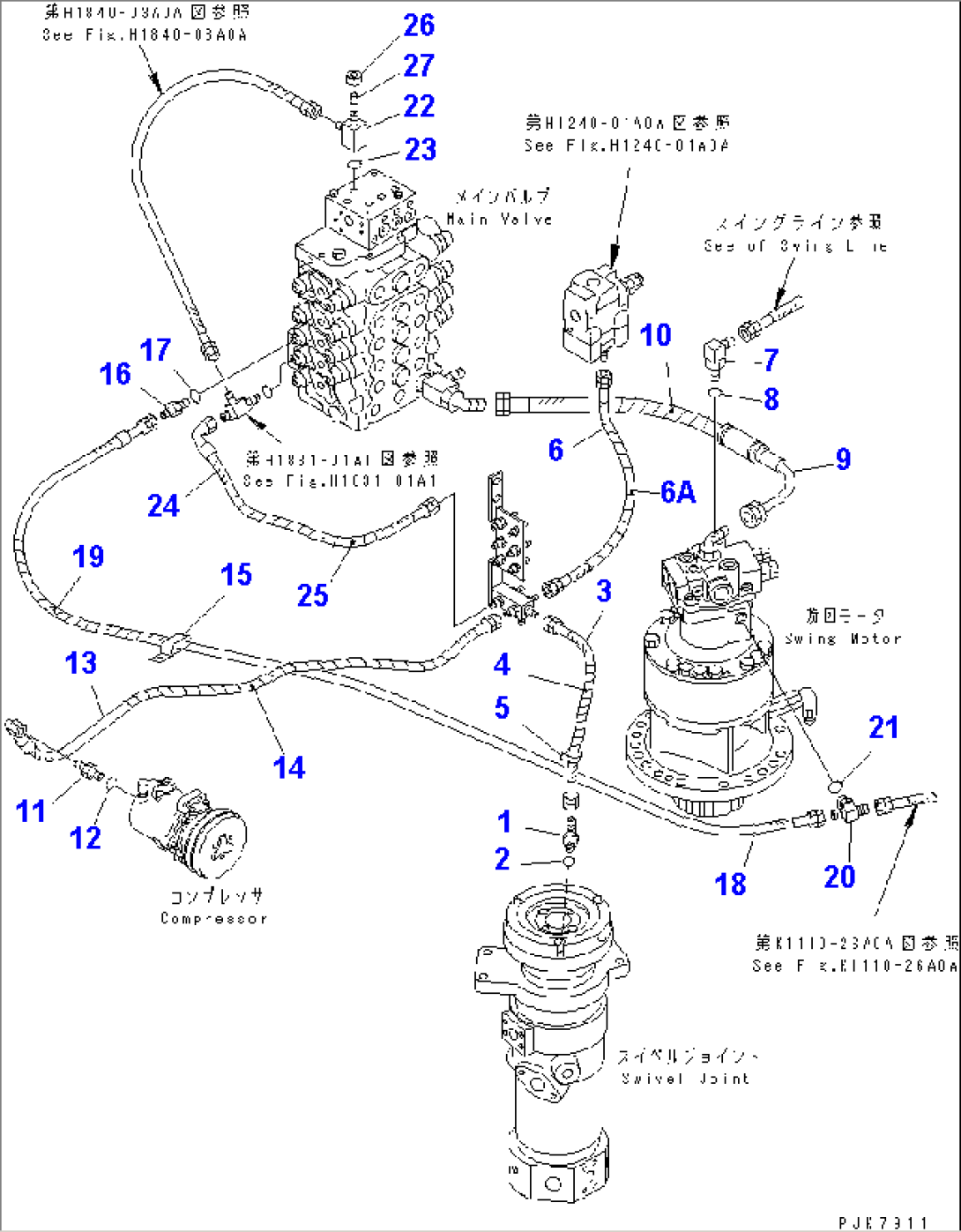 DRAIN LINE (UPPER) (FOR 4¤5 VALVE)(#1201-)