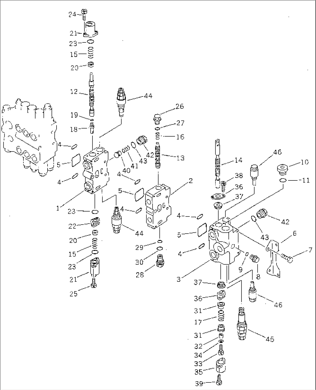 HYDRAULIC CONTROL VALVE¤ R.H. (2/4) (WITH SERVICE VALVE)(#30001-36600)