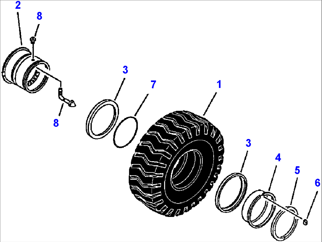 FIG NO. 3412 WHEELS AND TIRES 23.5x25