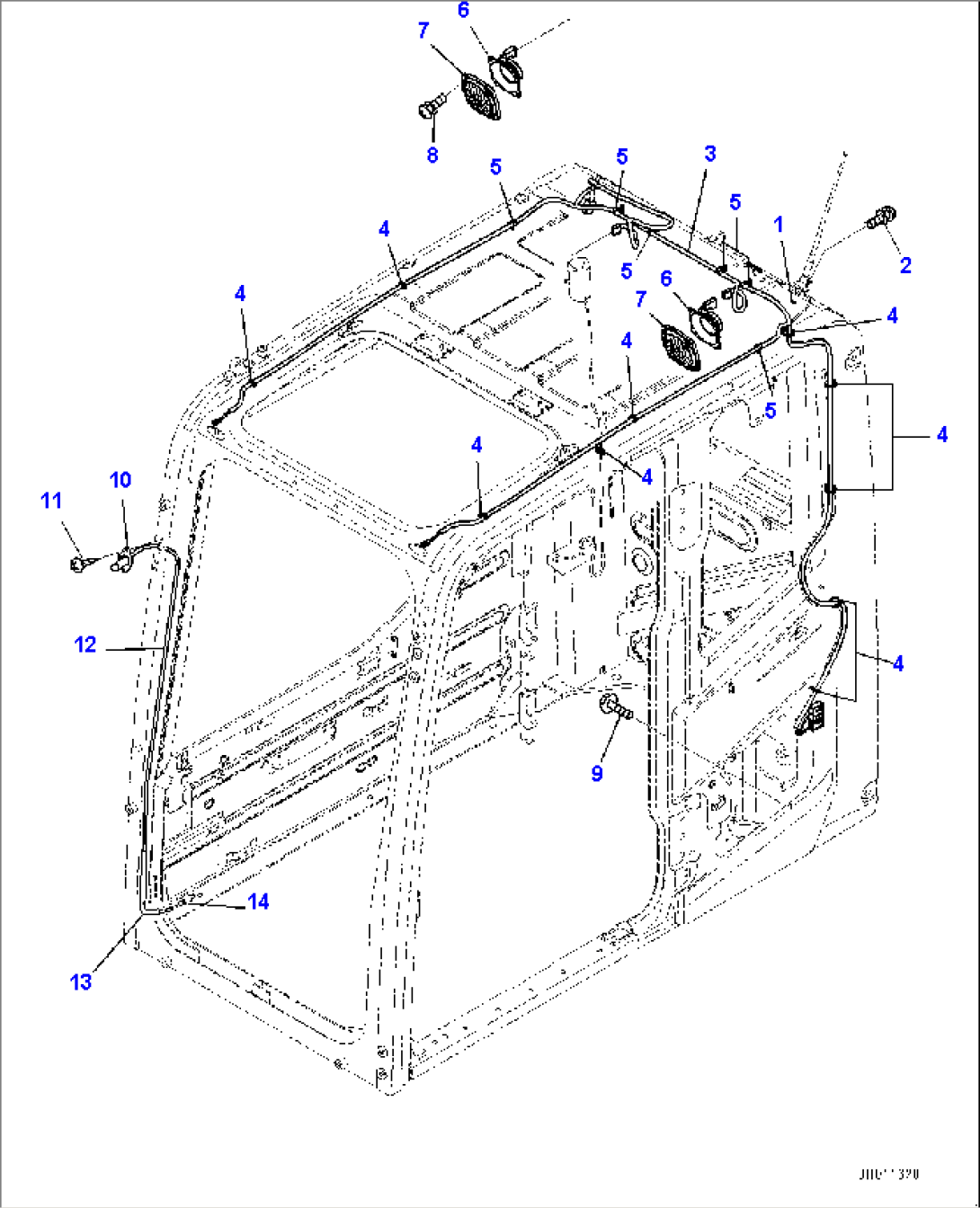 Cab, Speaker and Window Washer Hose (#95001-)