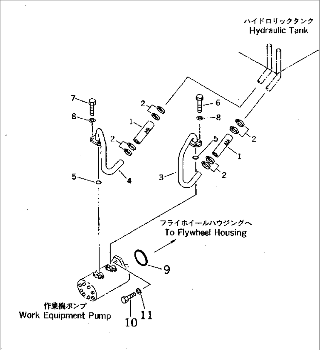 HYDRAULIC PIPING (TANK TO PUMP)(#11001-11001)