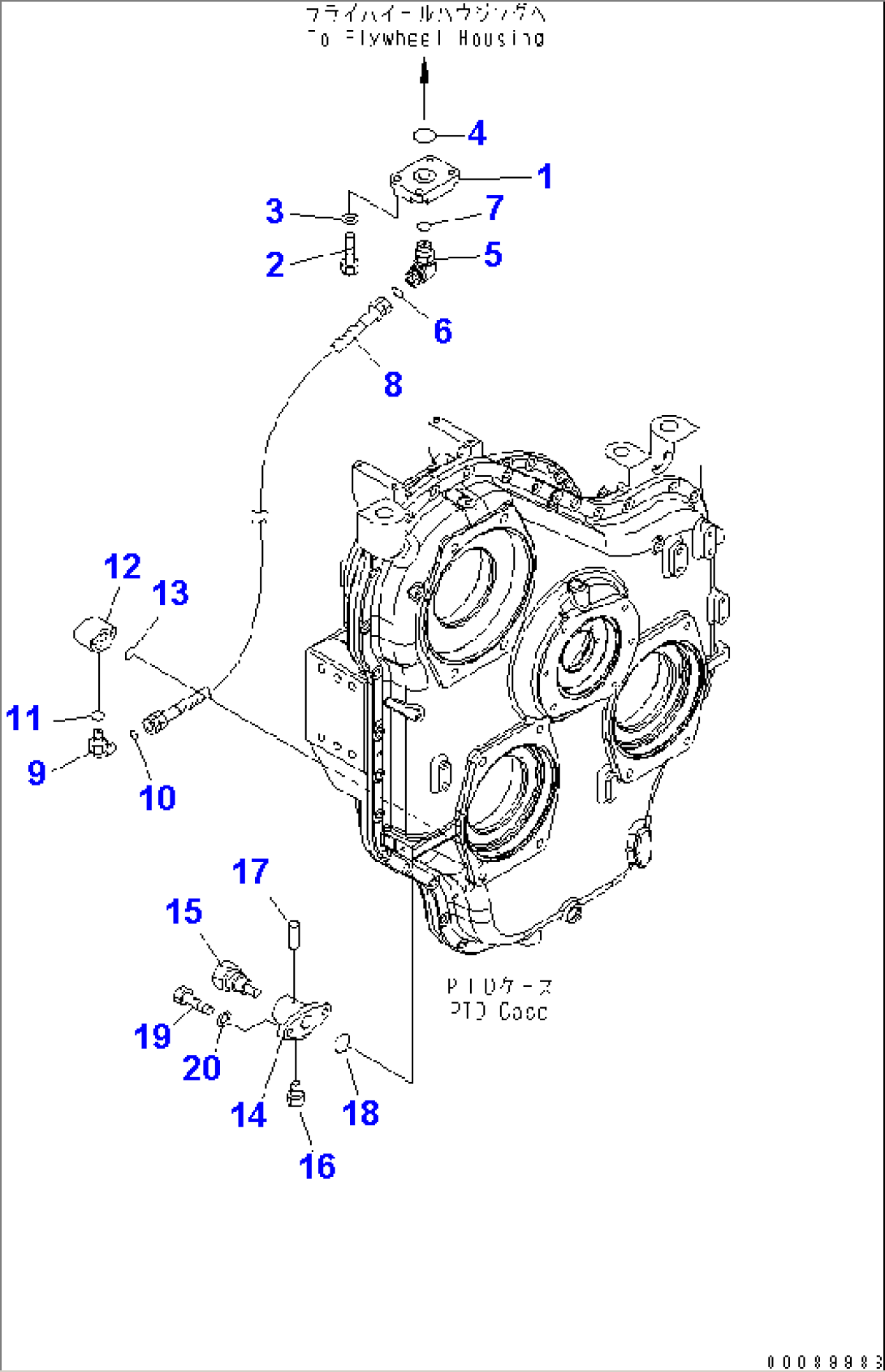 POWER TAKE OFF (P.T.O. PIPING) (FLYWHEEL PIPING)(#35162-)