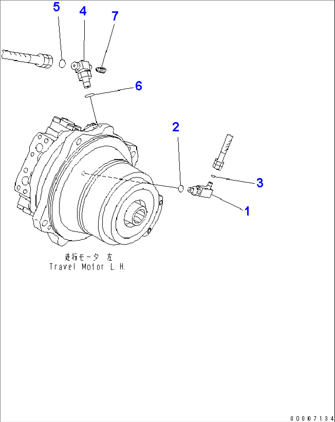 TRACK FRAME (TRAVEL PIPING) (MOTOR SIDE) (L.H.)
