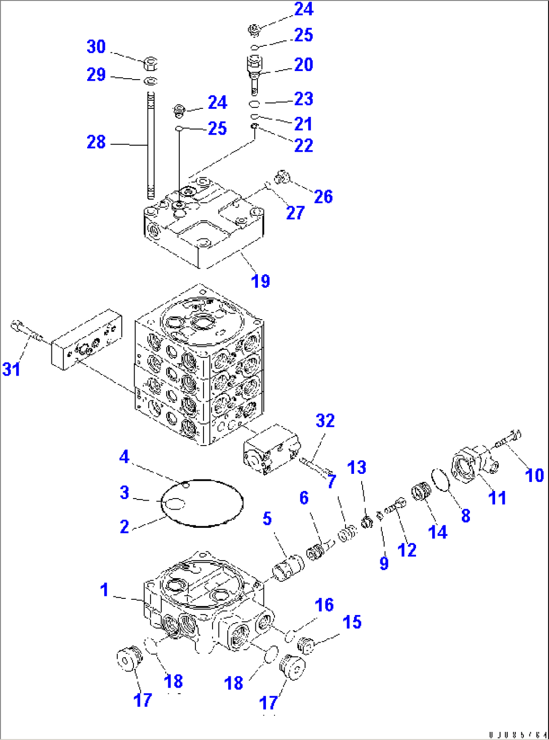 CONTROL VALVE (FOR 3-SPOOL CONTROL VALVE) (ECSS LESS) (5/8)(#65001-)