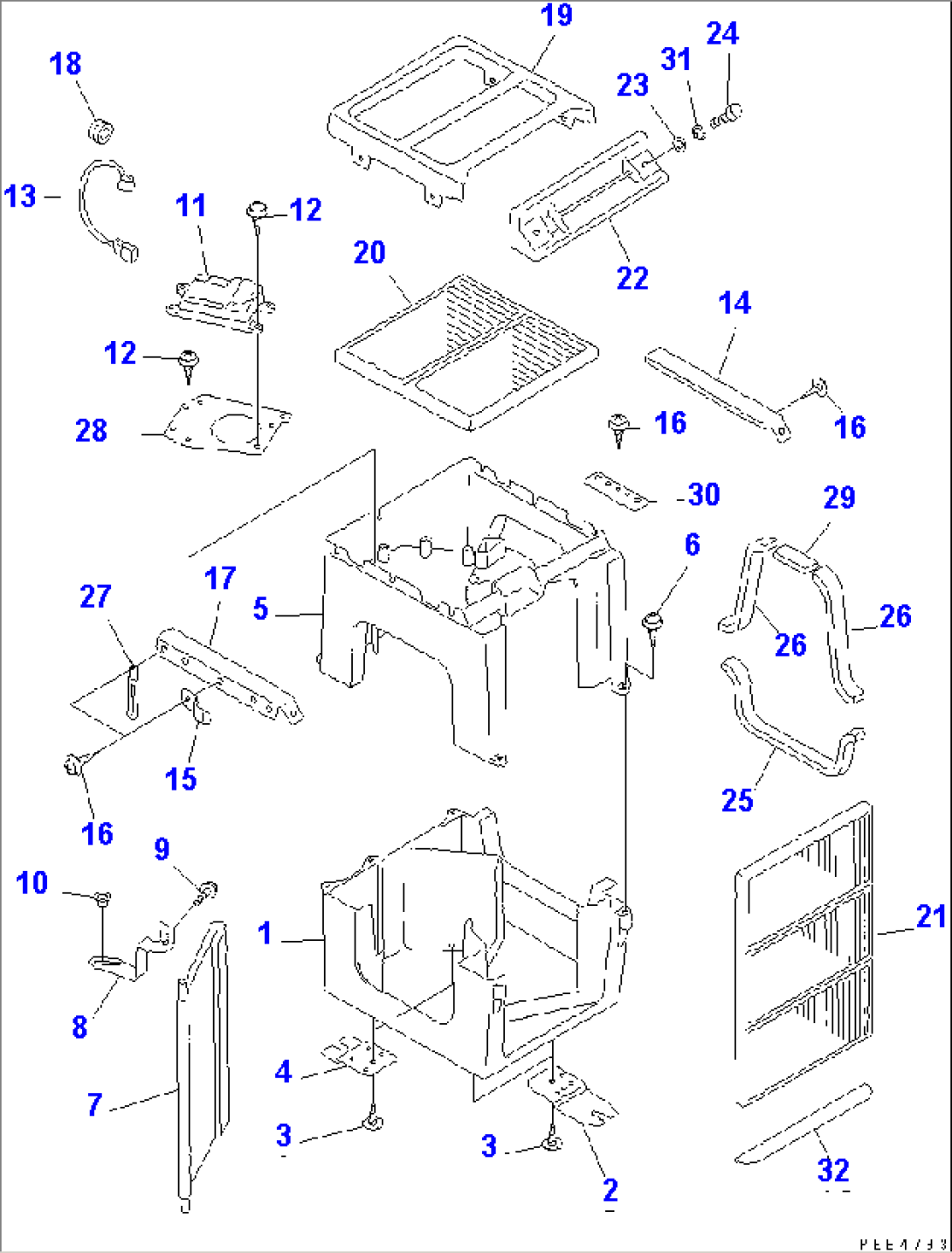 AIR CONDITIONER AND HEATER (DAMPER) (INNER PARTS)(#10001-11257)