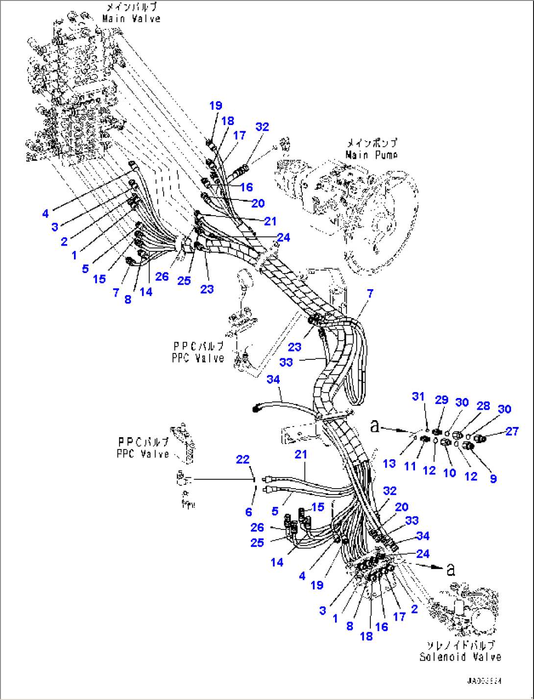 Proportional Pressure Control (PPC) Valve Piping, Control Valve Piping (#5001-)