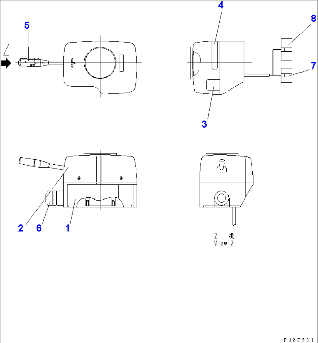 CAB ELECTRICAL (WITHOUT RETARDER CONTROL LEVER) (COLUMN SWITCH INNER PARTS)(#1042-)