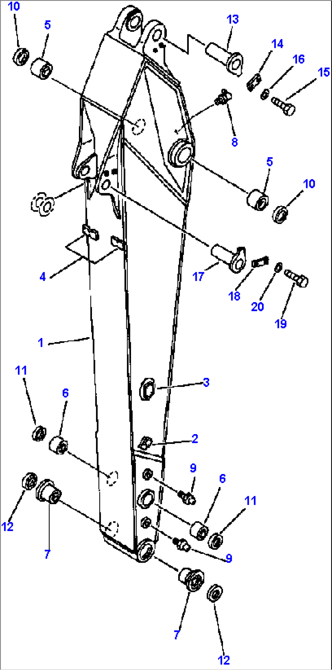 FIG NO. T1200-0114 ARM 2.5 M - FOR ADDITIONAL HYDRAULICS