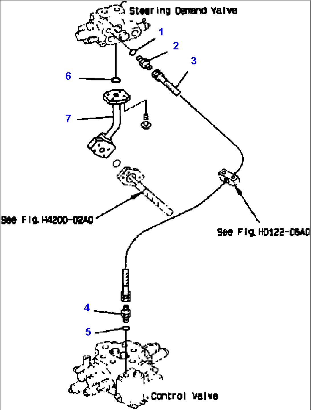 FIG. H0122-04A0 STEERING DEMAND VALVE - STEERING VALVE TO CONTROL VALVE AND OIL COOLER LINE