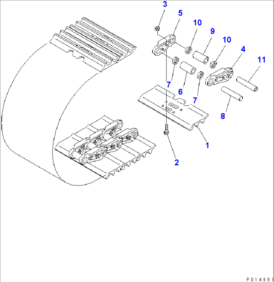 TRACK SHOE (TRIPLE GROUSER WITH HOLE)