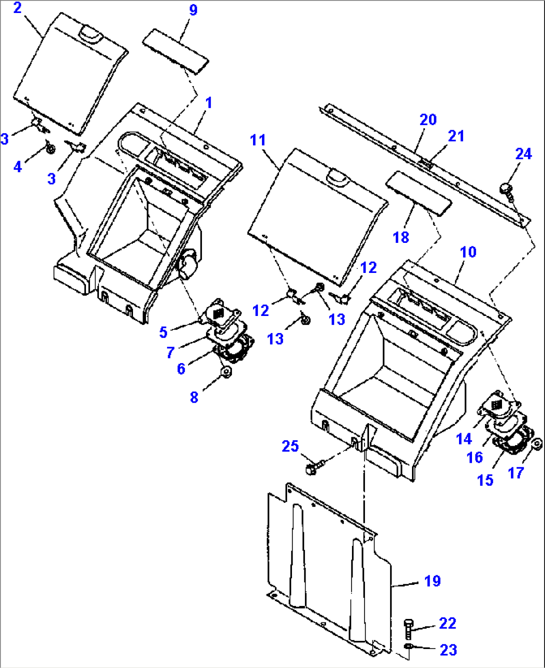 FIG. K0180-02A0 SEAT REAR COVER KIT - FOR MACHINES WITH 2 SPEAKERS AND HEATER