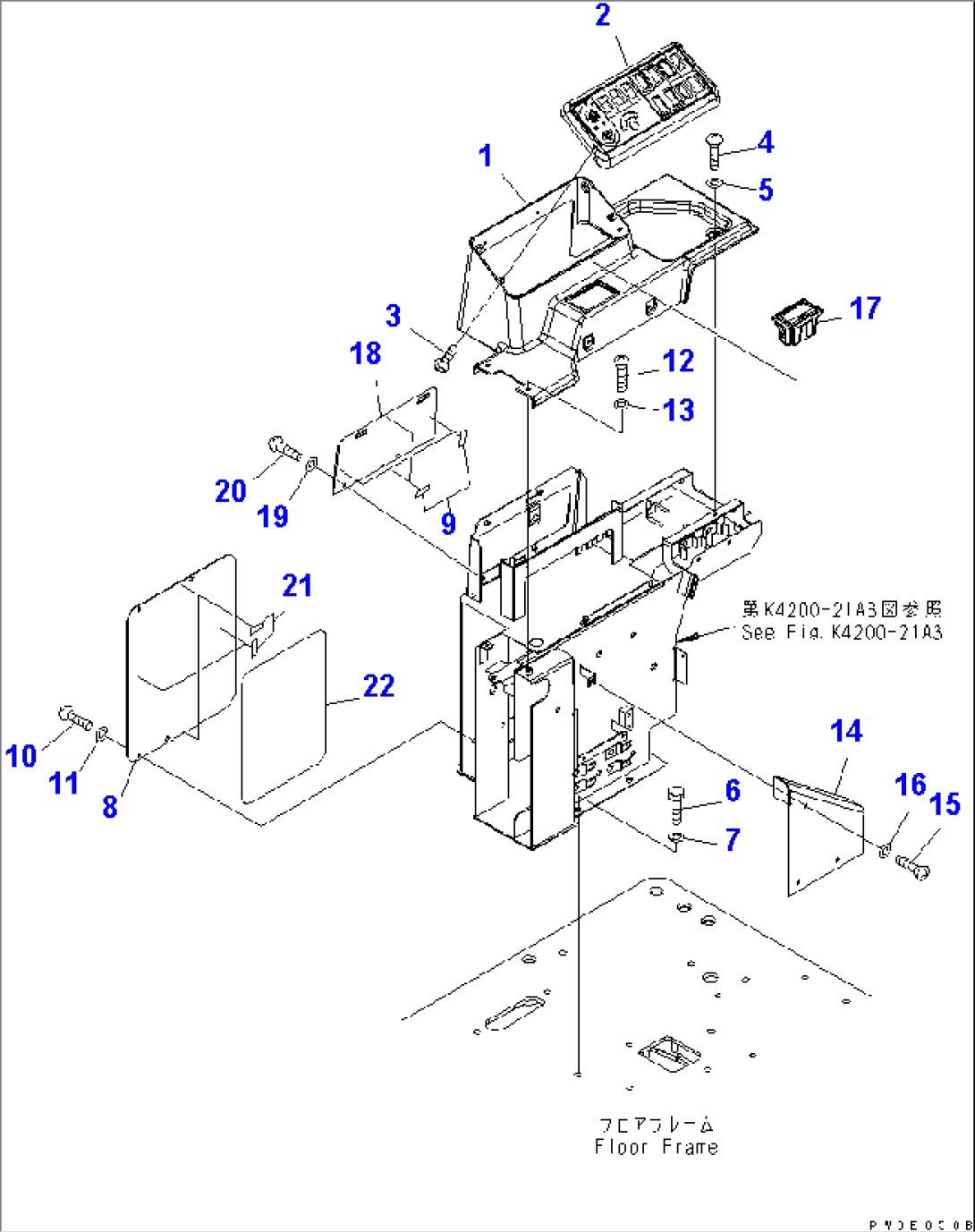 FLOOR FRAME (CONSOLE) (R.H.) (COVER) (FOR 2-PERSONS CAB)