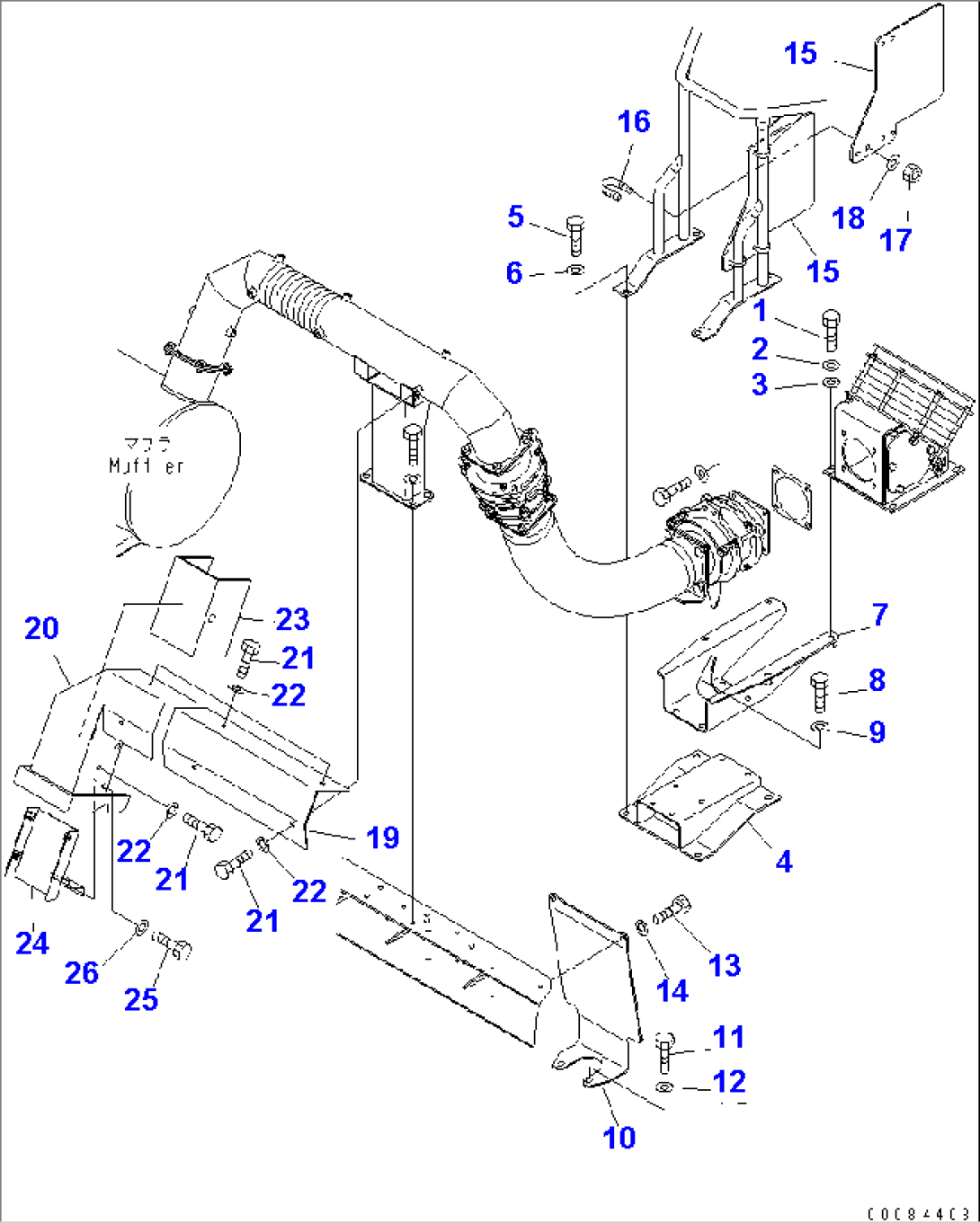 EXHAUST PIPING (4/4) (BRACKET AND COVER)(#7012-)