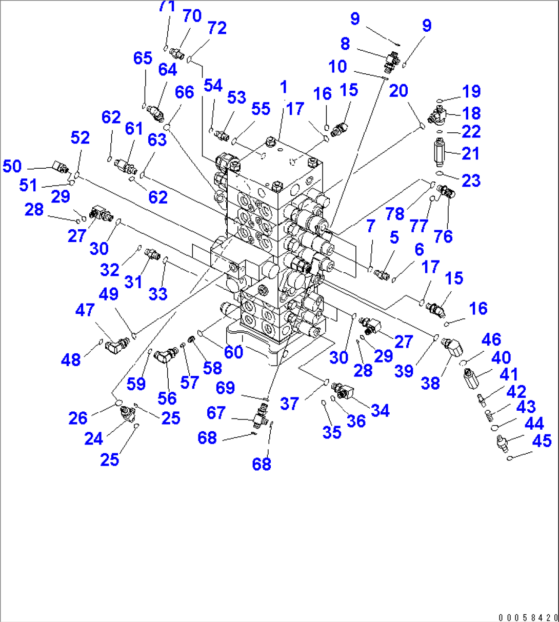 MAIN VALVE (FOR 8-SPOOL VALVE) (1/2) (2 ACTUATOR) (QUICK COUPLER)