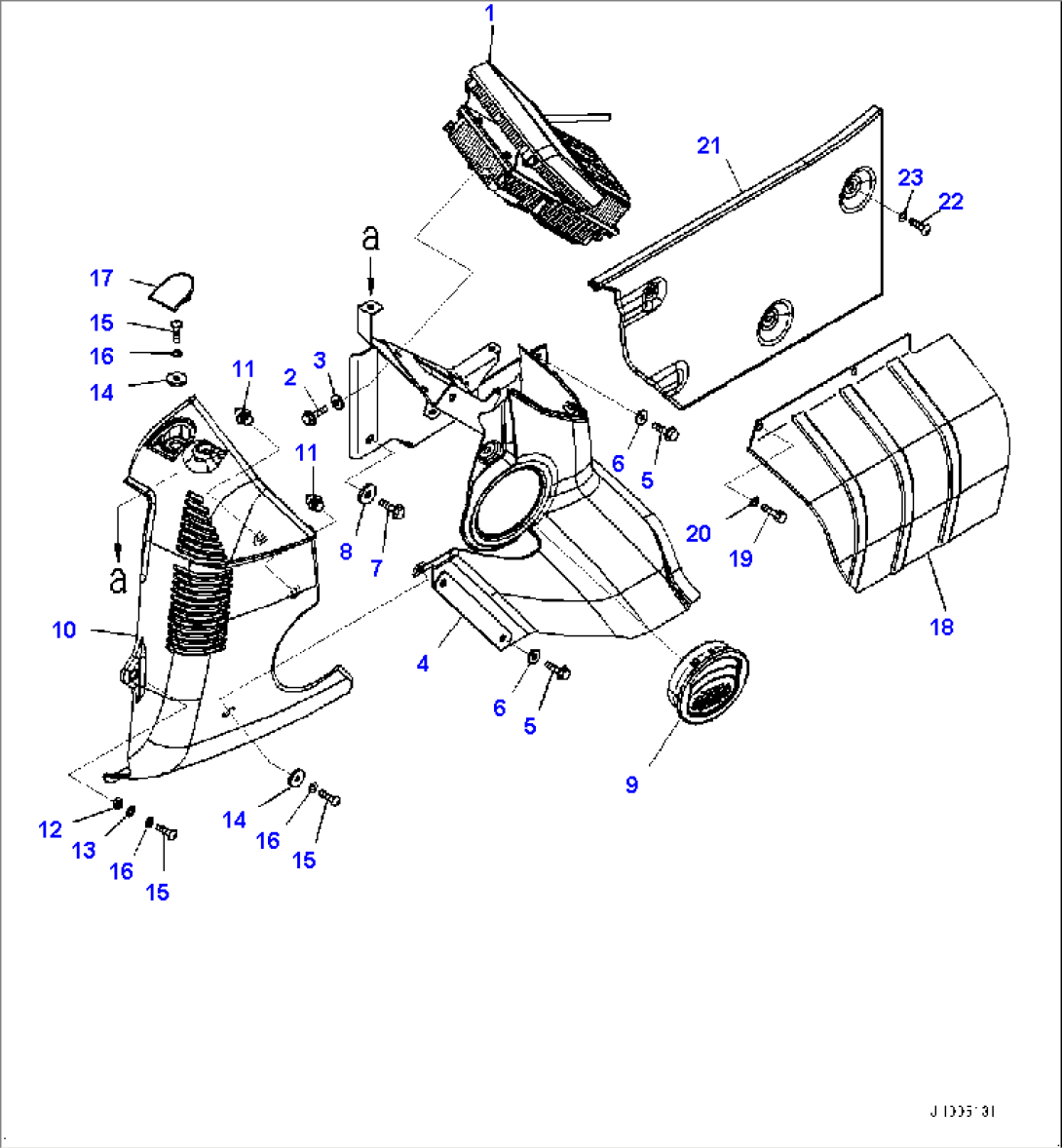 Cab and Floor Frame Group, Cab In Parts, Monitor and Cover (#15001-)