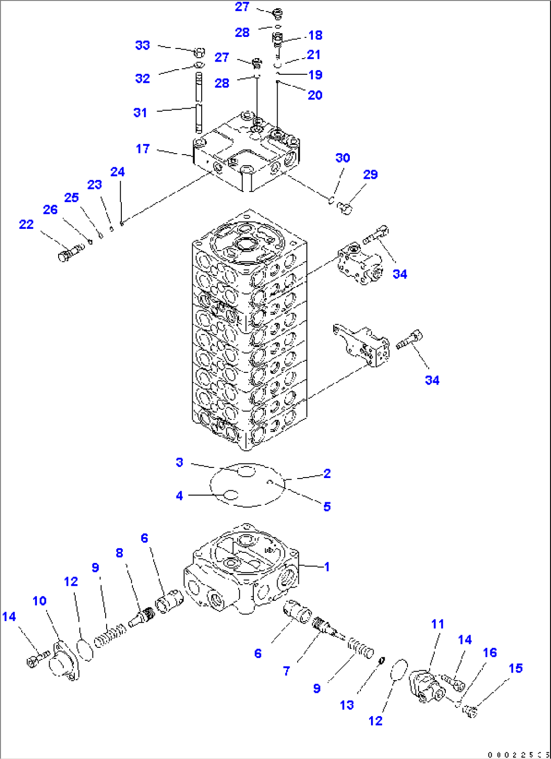 MAIN VALVE (9-SPOOL) (5/9) (FOR TWO-PIECE BOOM)