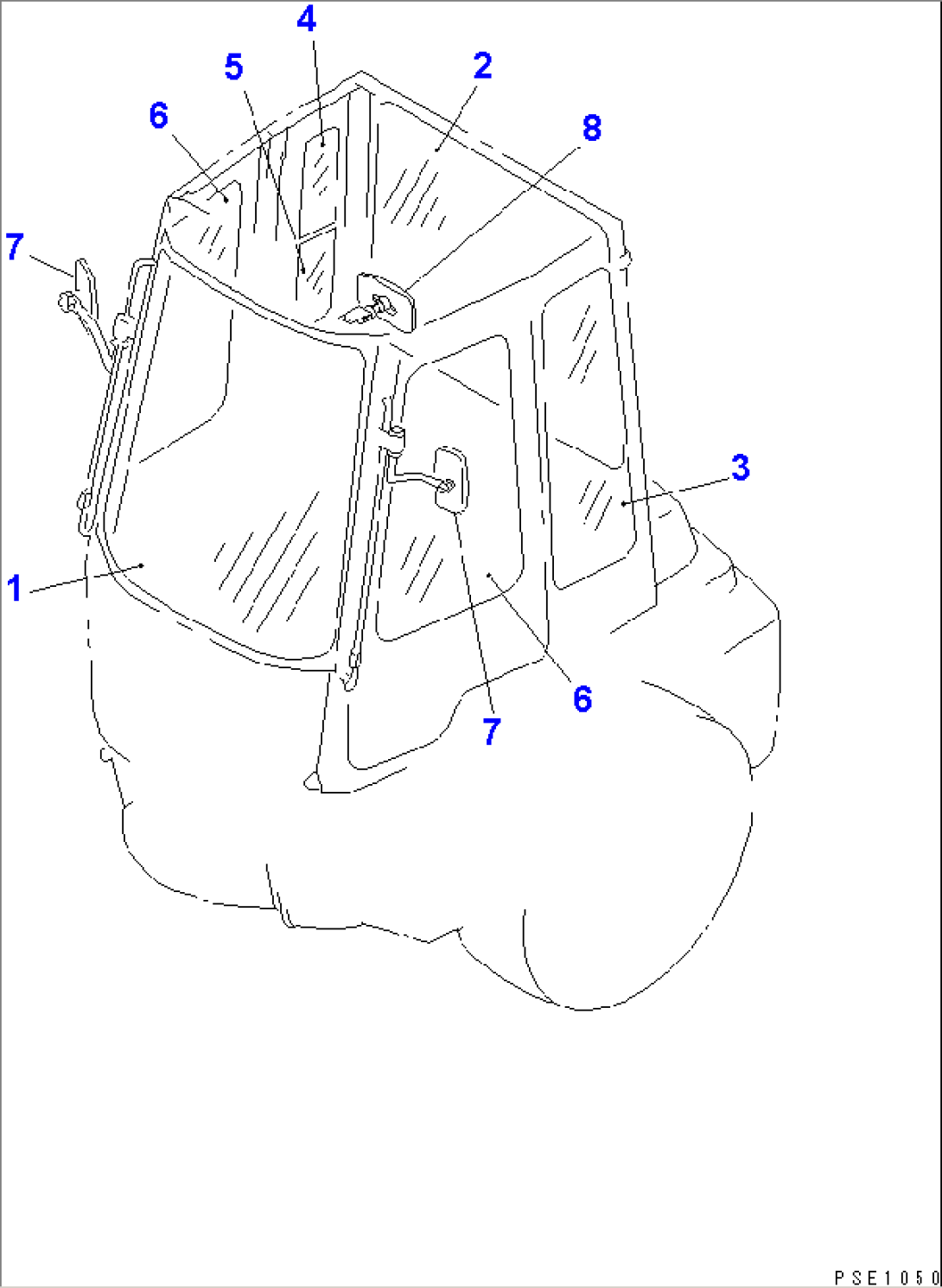 GLASS AND REAR VIEW MIRROR (WITH CAB)(#10758-)