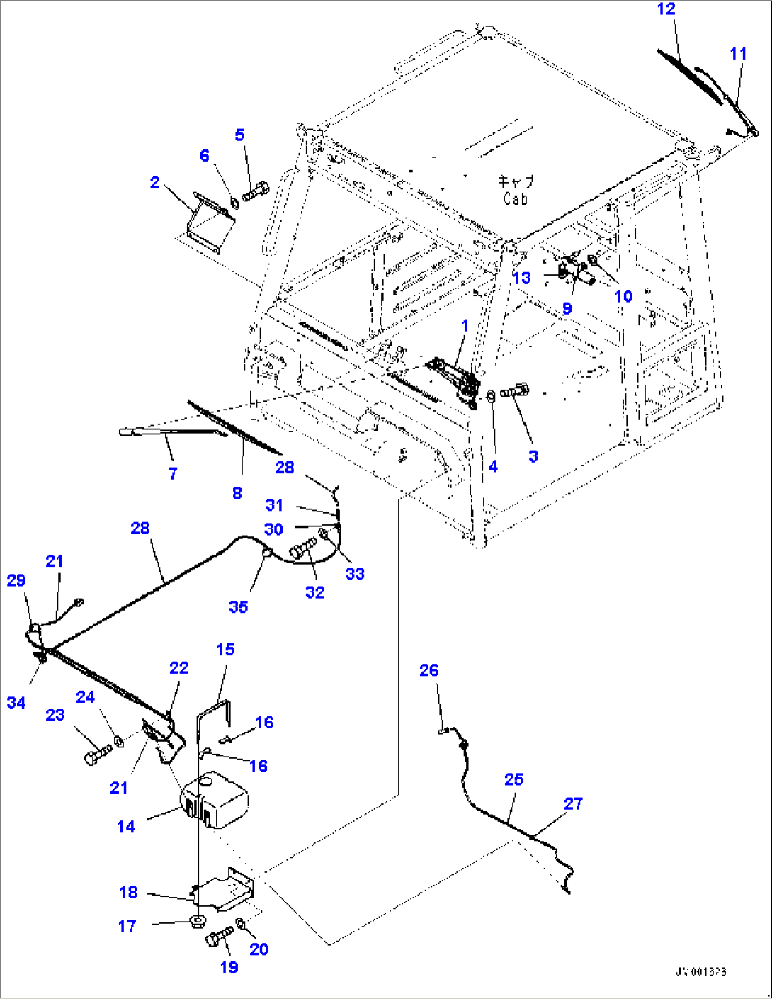 Cab, Front and Rear Wiper (#10001-)