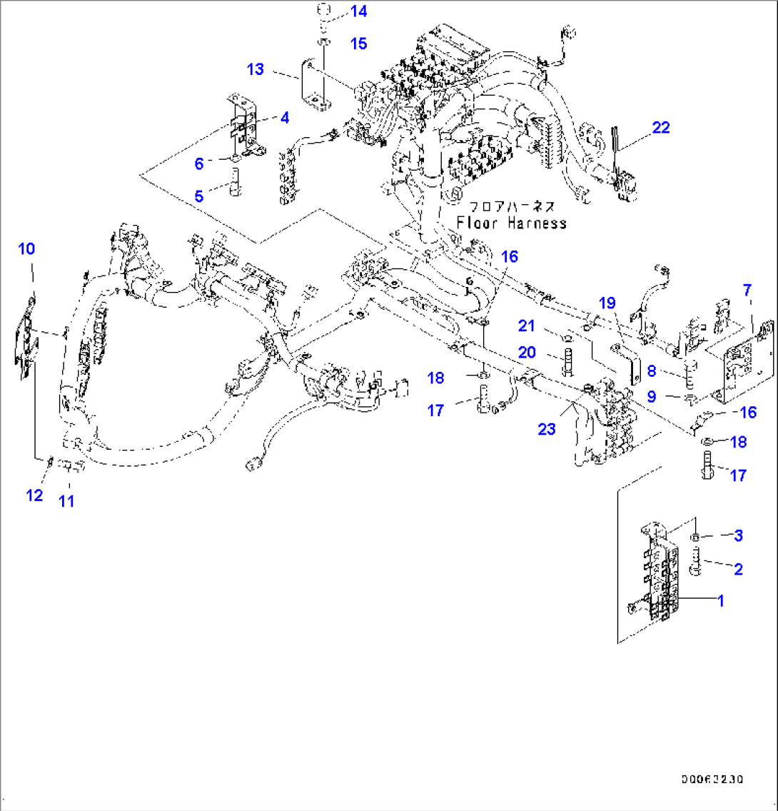 ROPS Cab and Floor Frame Group, Floor, Wiring Harness (2/3)