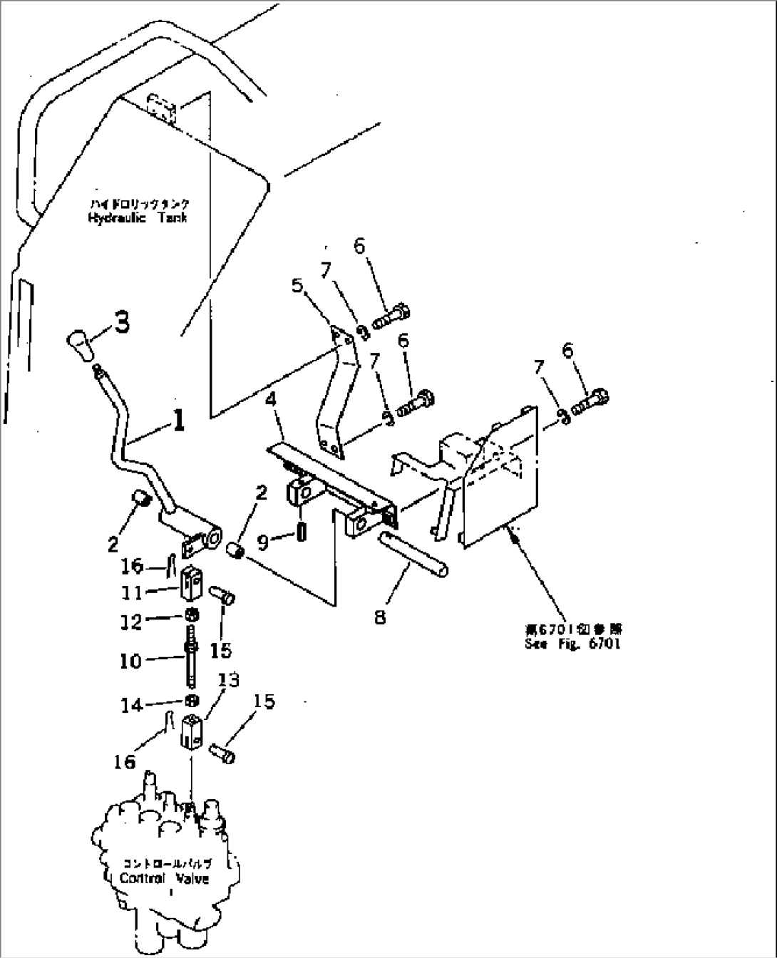 WORK EQUIPMENT CONTROL LEVER (2/2) (FOR RIPPER) (NOISE SUPPRESSION FOR EC)(#40238-)