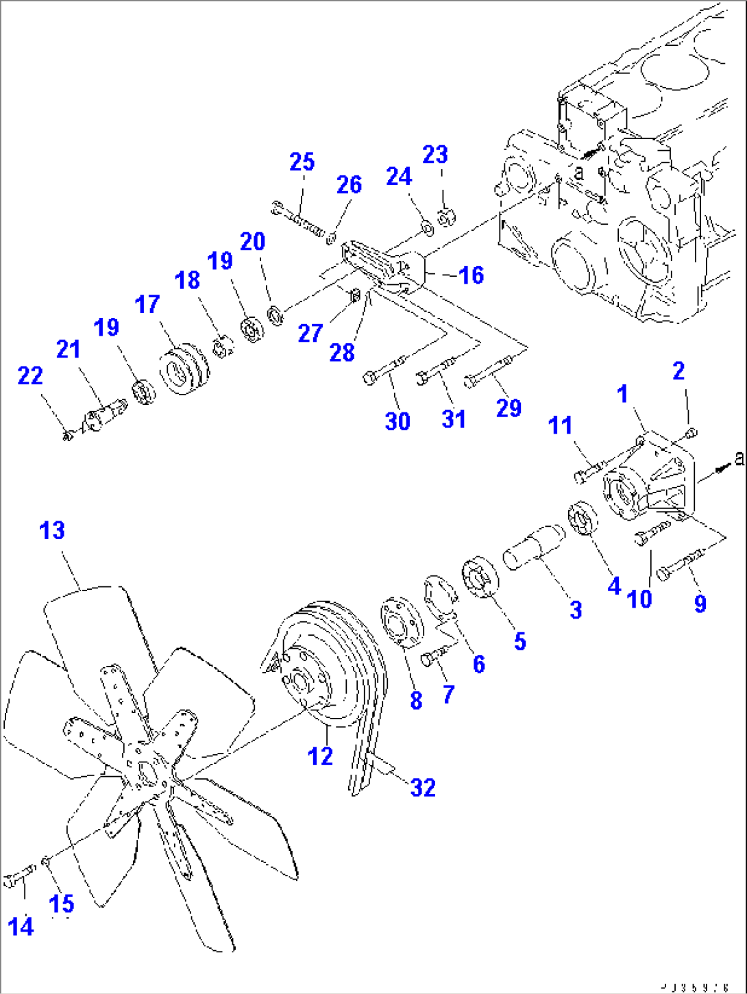 COOLING FAN AND TENSION PULLEY