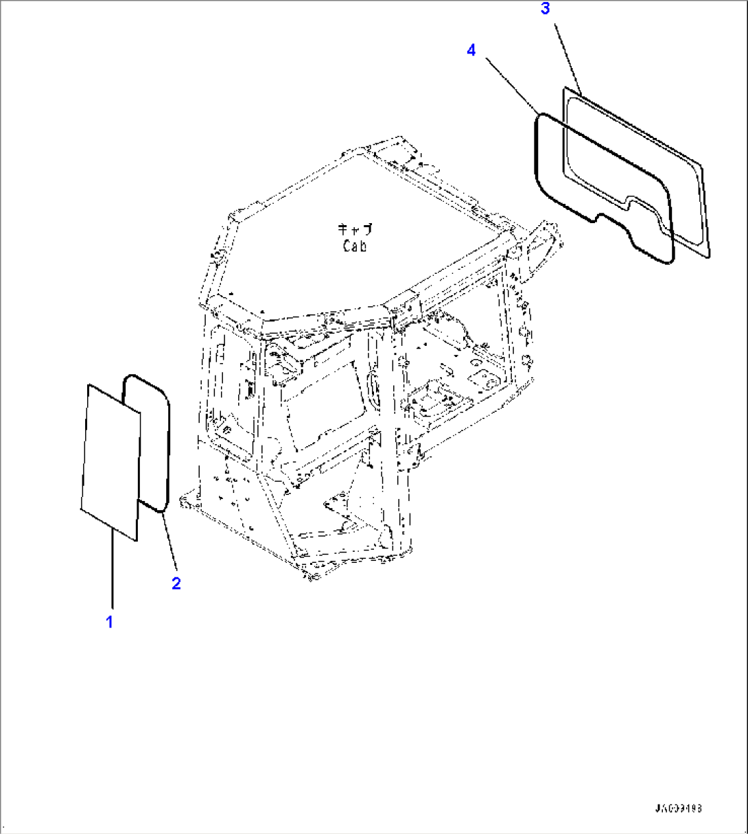Cab, Glass Window, Front and Rear (#30001-)