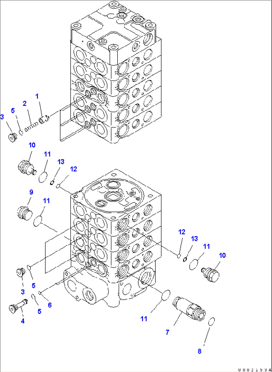 MAIN VALVE (9-SPOOL) (4/9) (FOR TWO-PIECE BOOM)