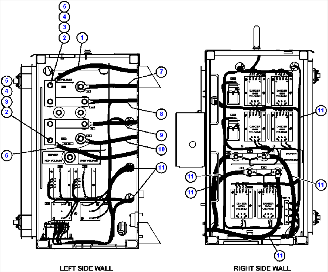 CONT. CAB. - CENTER DOOR L.S. & R.S. WALL WIRING