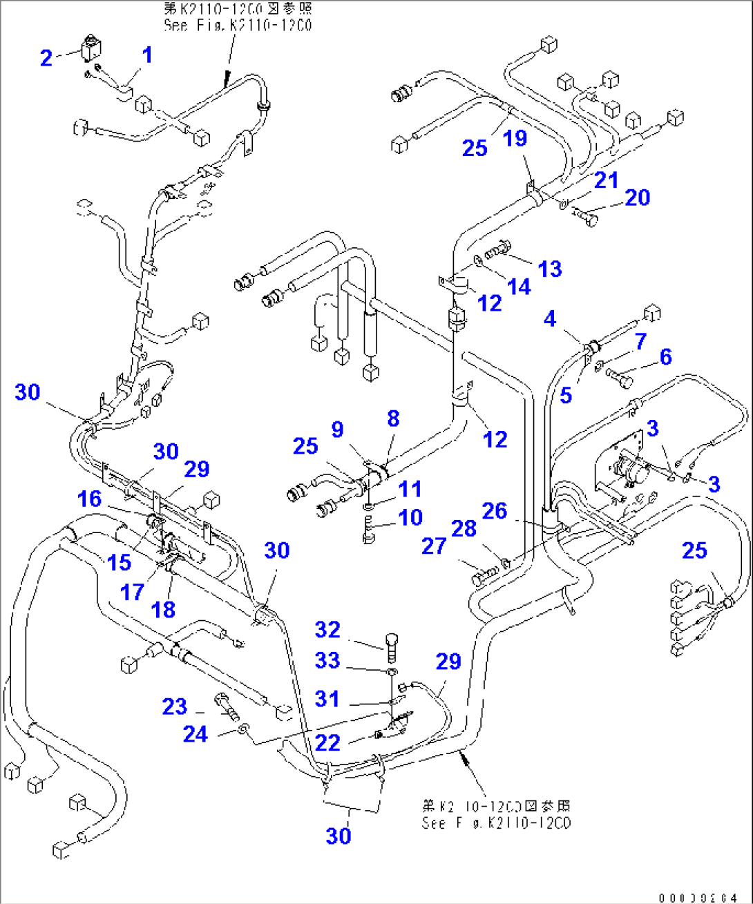 FLOOR FRAME (FLOOR WIRING HARNESS) (3/3) (FOR POWER TILT PITCH DOZER)