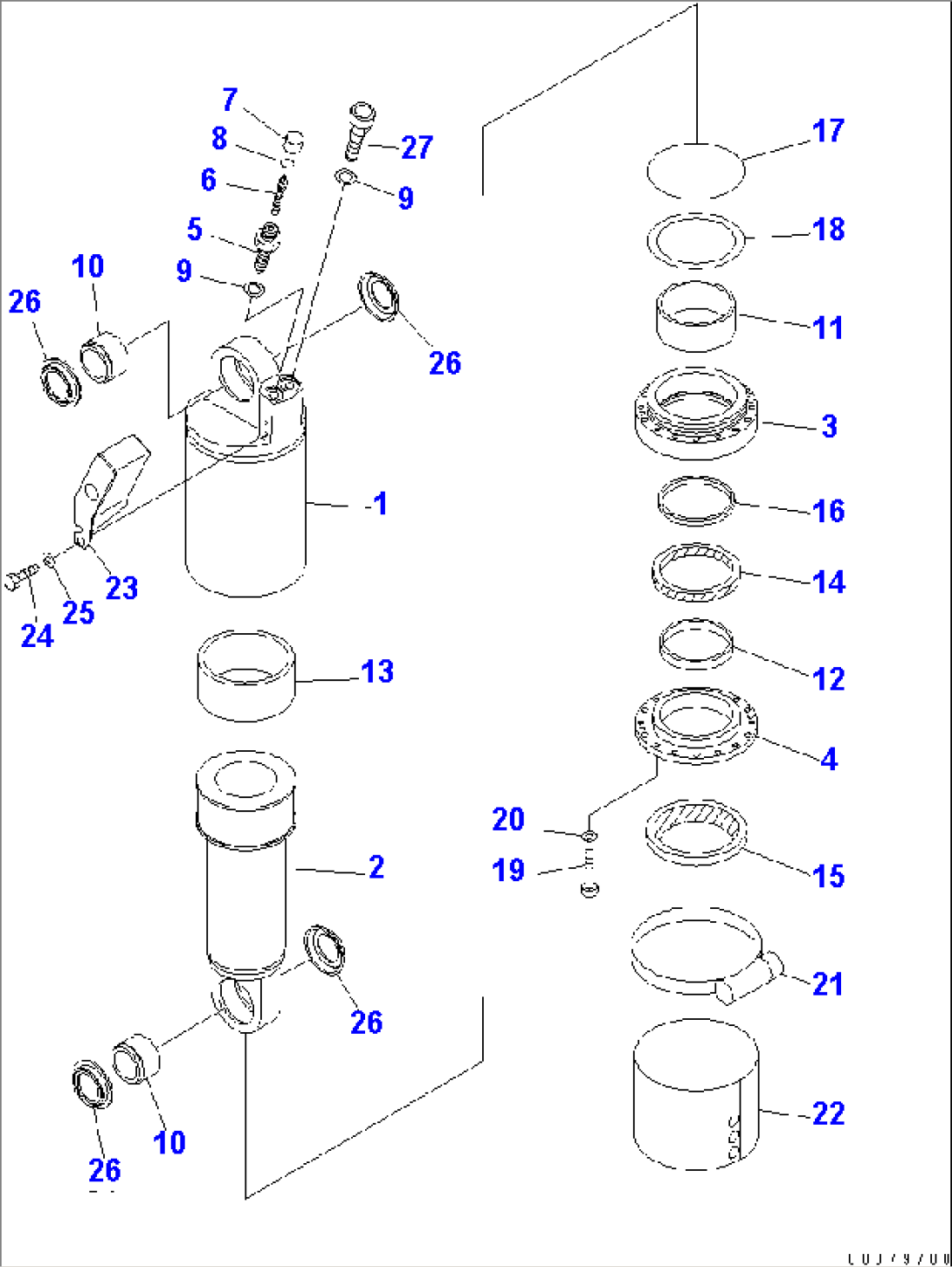 FRONT SUSPENSION CYLINDER (L.H.) (INNER PARTS) (PAYLOAD METER)(#2001-)