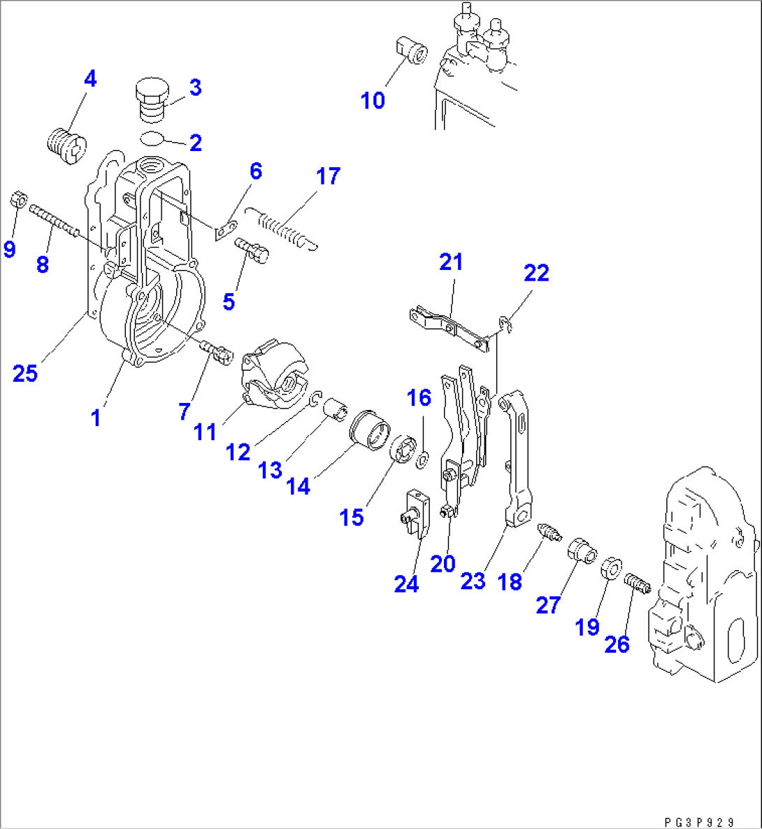 FUEL INJECTION PUMP (GOVERNOR) (1/2) (WITH STOP MOTOR) (100PS SPEC.) (INNER PARTS)(#166273-)