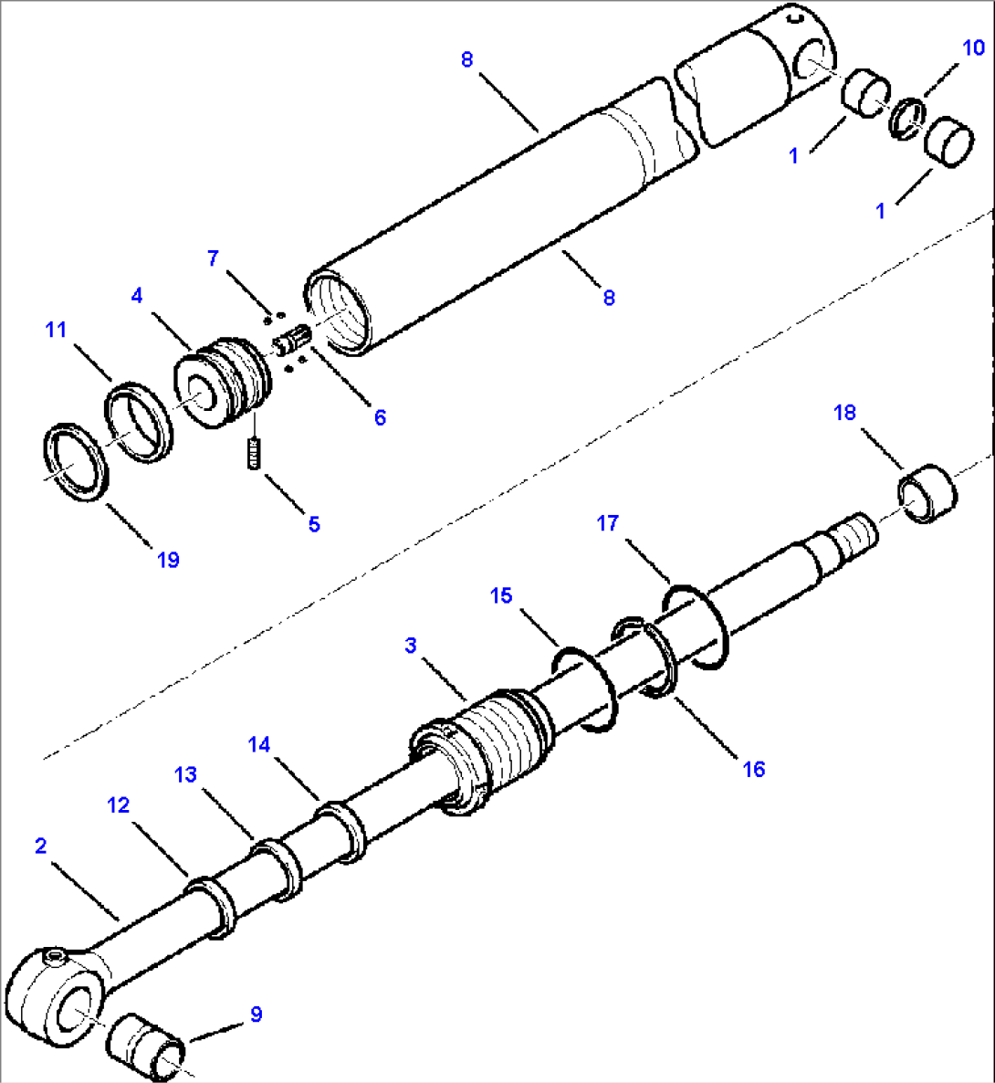 FIG. H7011-01A0 BACKHOE CYLINDER - RIGHT OUTRIGGER