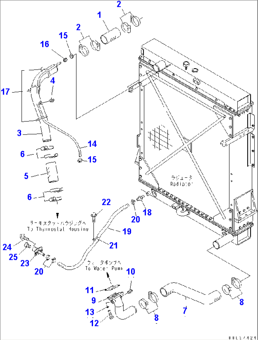 RADIATOR (DRAIN AND ENGINE PIPING) (WITH SUCTION FAN)(#52001-52405)