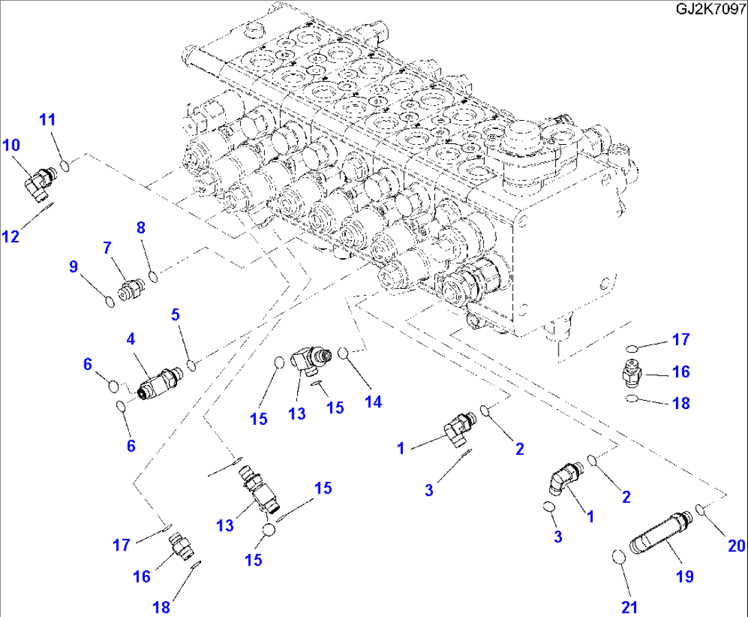 MAIN VALVE (8-SPOOL/ONE-PIECE BOOM) - CONNECTING PARTS (3/4)