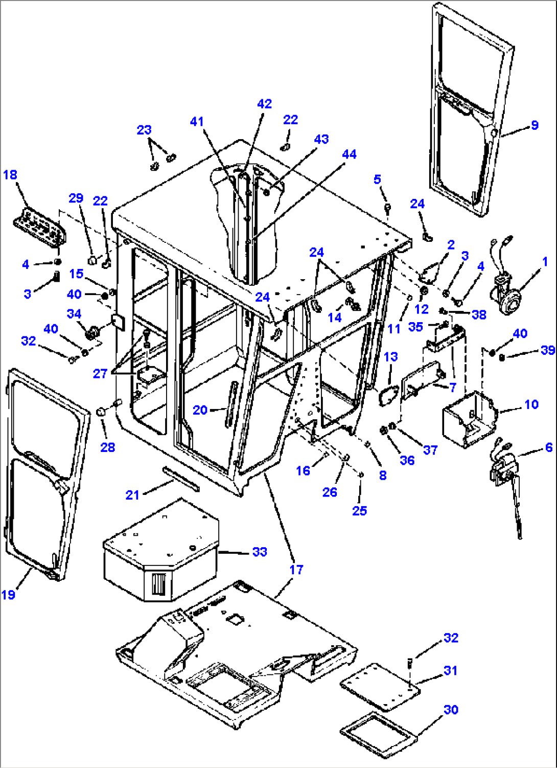 FIG. K5180-01A2 CAB ASSEMBLY - LOW PROFILE - S/N 203887 AND UP