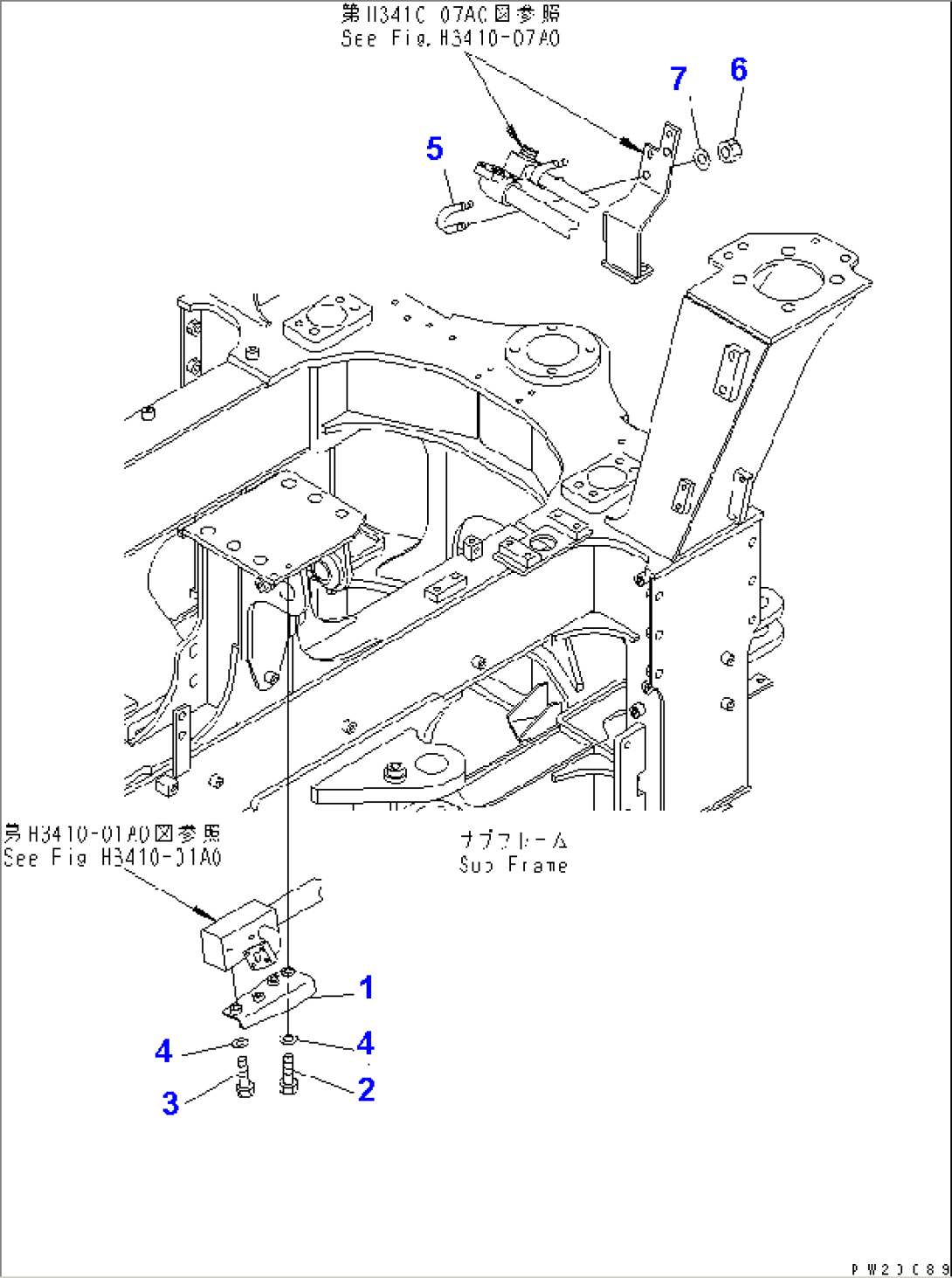 HYDRAULIC PIPING (PIPING MOUNTING PARTS¤ FRONT FRAME SIDE)