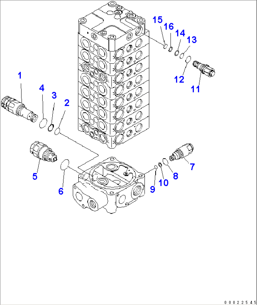 MAIN VALVE (8-SPOOL) (6/9) (FOR 1-PIECE BOOM)