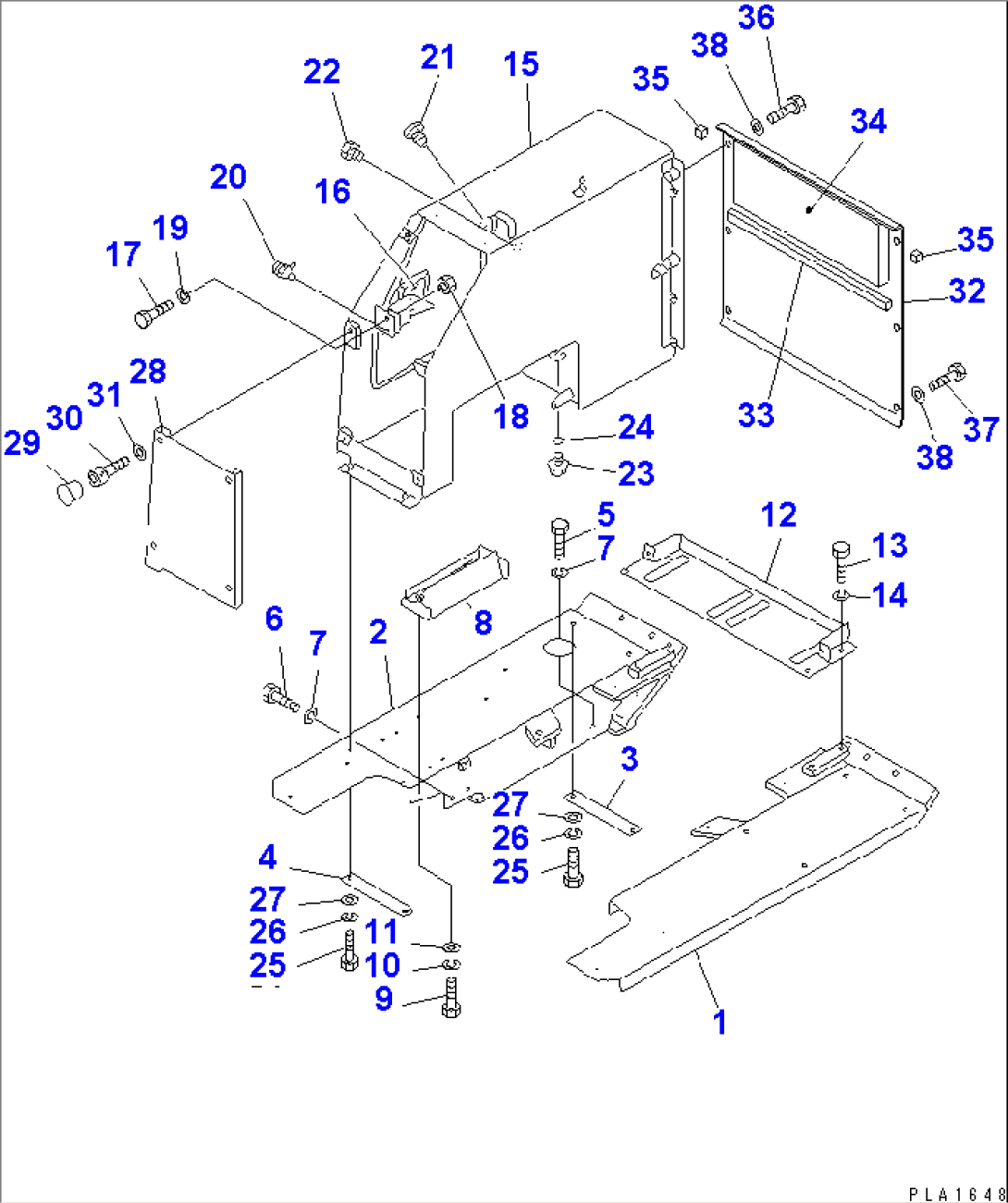 REAR COVER AND HYDRAULIC TANK (WITH ROPS CAB)