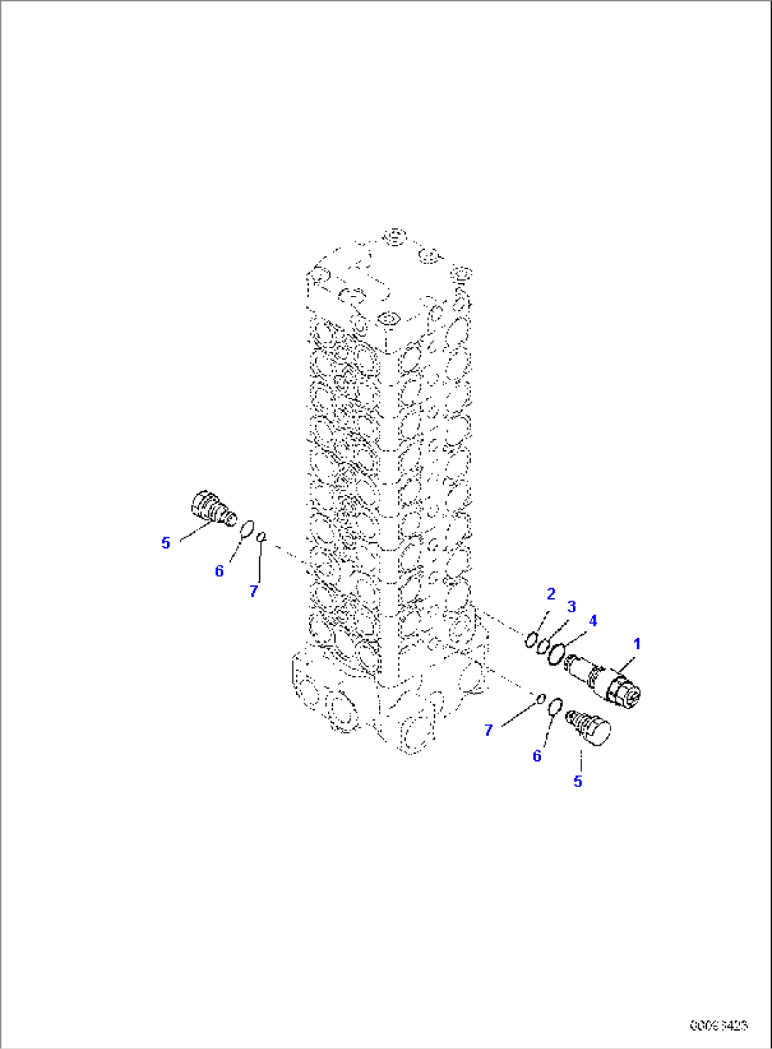 MAIN CONTROL VALVE, FOR MACHINE WITH 2-PIECE BOOM, INNER PARTS (11/15)