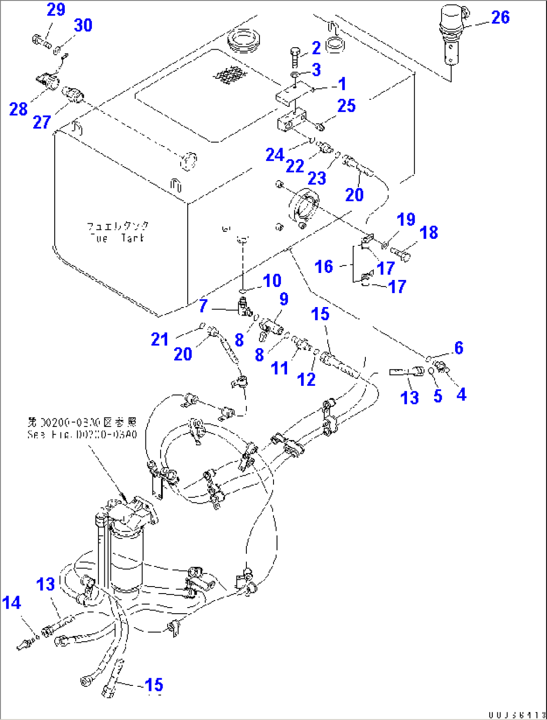 FUEL TANK (WITH QUICK COUPLER) (WITH VANDALISM PROTECTION) (LINE)(#11001-)