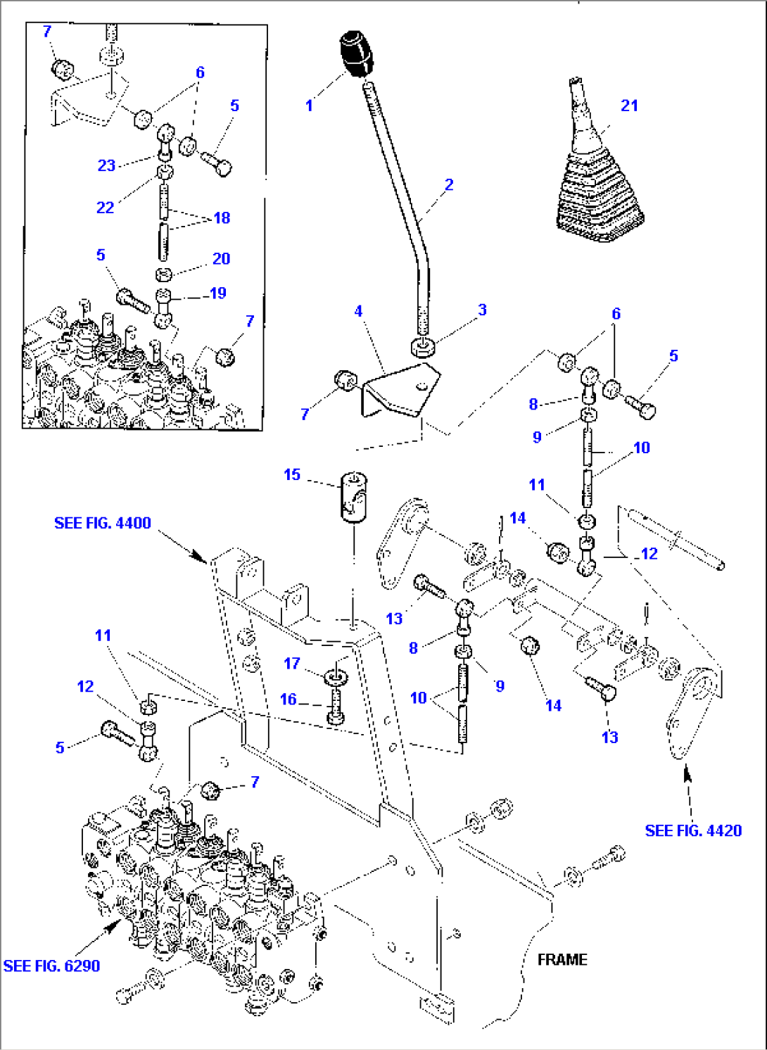 BACKHOE CONTROL LEVERS - KOMATSU LAYOUT CONTROL (2/2)