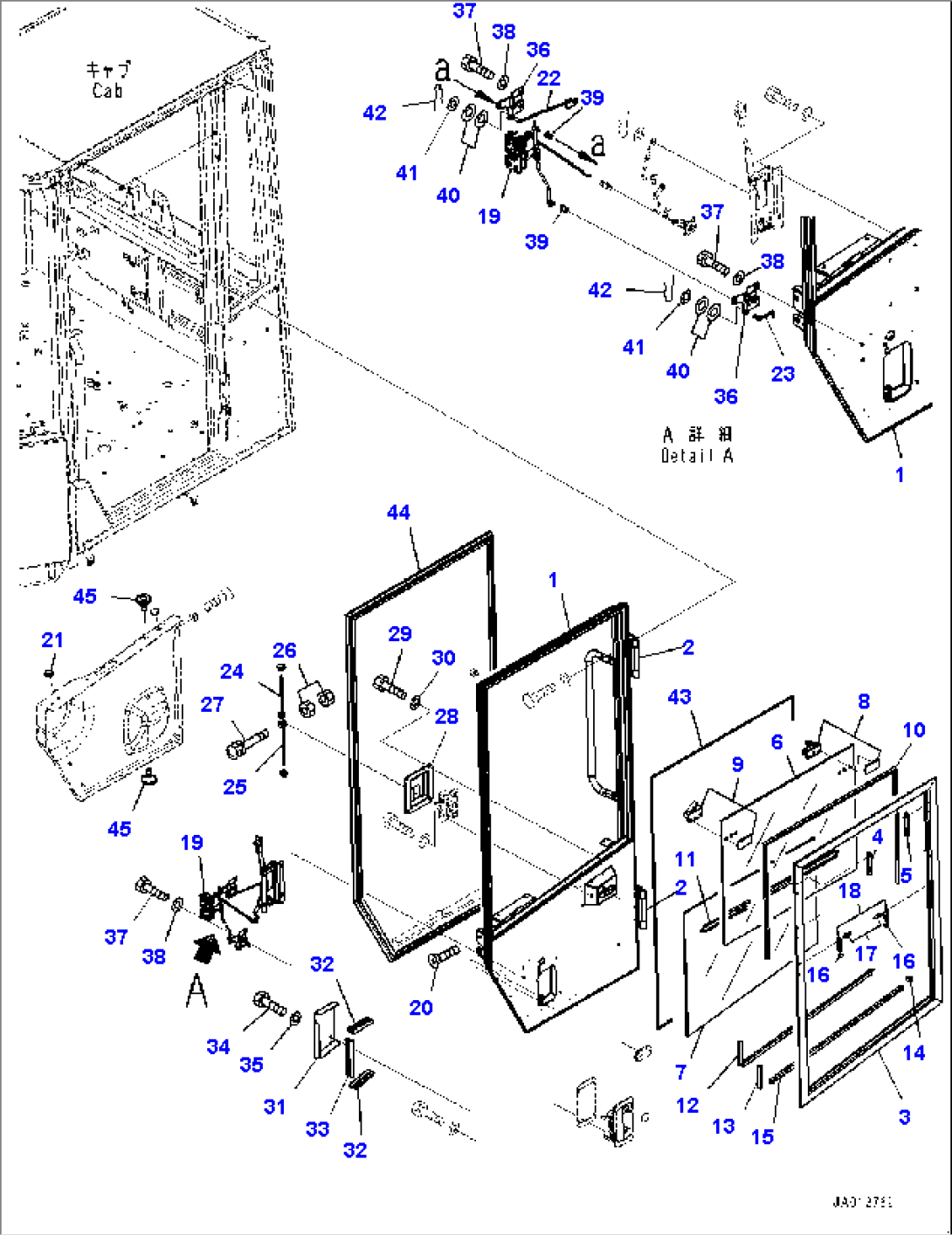 ROPS Cab and Floor Frame Group, Door, L.H. (1/2) (#75896-)