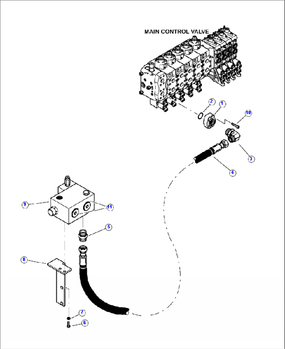 H1030-01A0 HYDRAULIC PIPING MAIN CONTROL VALVE RETURN LINE