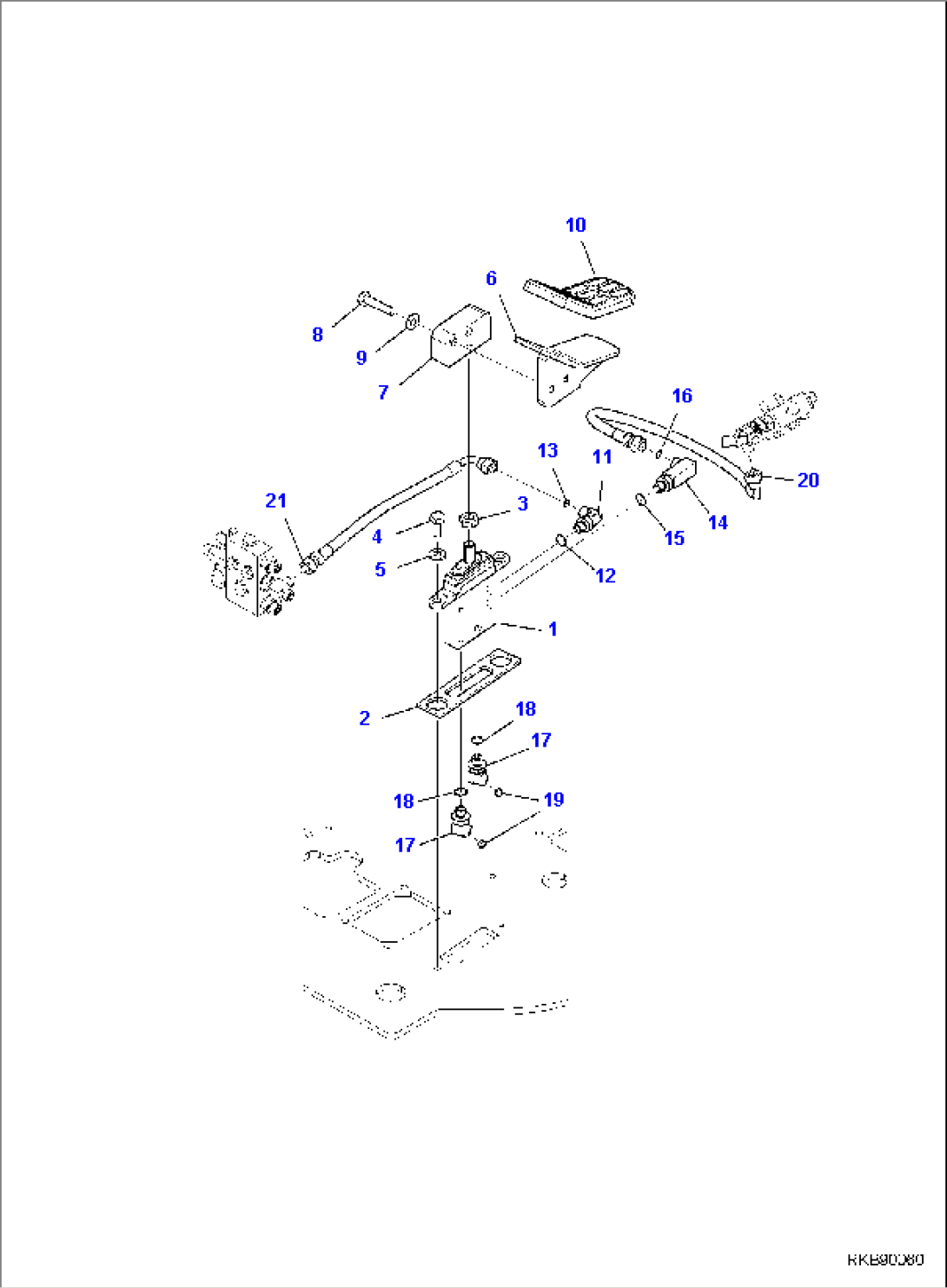 FLOOR FRAME, VARIABLE 2-PIECE BOOM CONTROL PEDAL