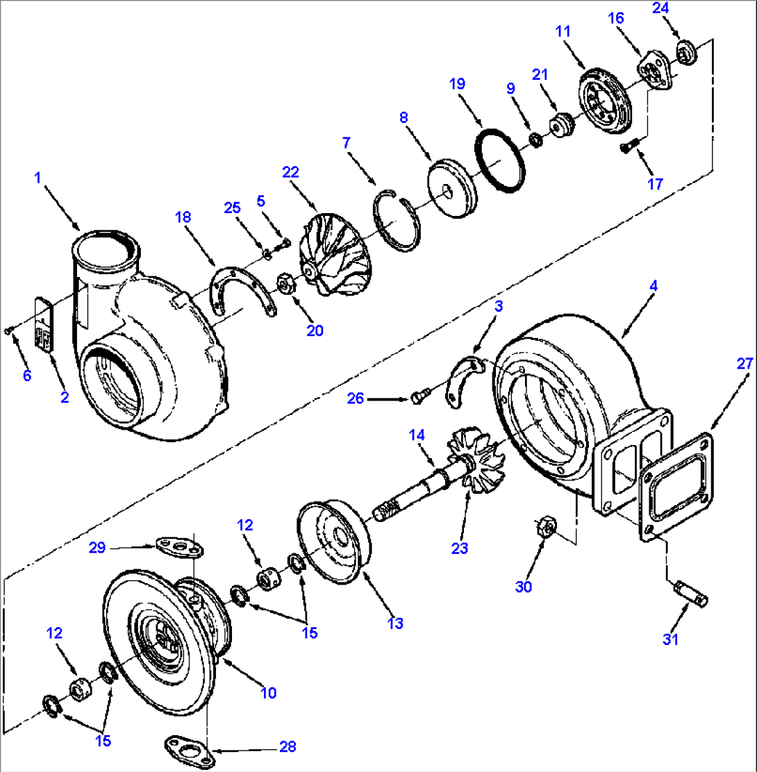 TURBOCHARGER ESN 34668921 & DOWN, DIRECT DRIVE